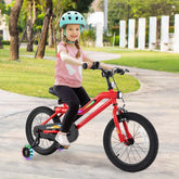16/18 Inch LED Lighted Kids Bike with Training Wheels, Adjustable Seat & Headlight, Children Bicycle for 4-8 Years Old Boys Girls Gift