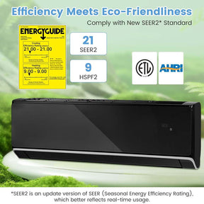 18,000 BTU 21 SEER2 208-230V Wifi Enabled Mini-Split Air Conditioner with Alexa, Wall Mounted Ductless AC Unit Inverter Heat Pump System