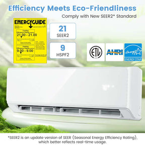 18,000 BTU 21 SEER2 208-230V Wifi Enabled Mini-Split Air Conditioner with Alexa, Wall Mounted Ductless AC Unit Inverter Heat Pump System