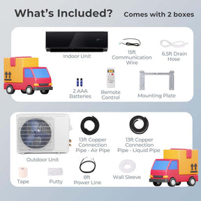 18,000 BTU 21 SEER2 208-230V Wifi Enabled Mini-Split Air Conditioner with Alexa, Wall Mounted Ductless AC Unit Inverter Heat Pump System