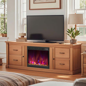 18/23/26" Electric Fireplace Insert, 1500W Recessed Fireplace Heater with Remote Control, 0.5-9H Timer, Adjustable Flame & Ember Bed Color