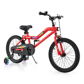16/18 Inch LED Lighted Kids Bike with Training Wheels, Adjustable Seat & Headlight, Children Bicycle for 4-8 Years Old Boys Girls Gift