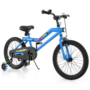 16/18 Inch LED Lighted Kids Bike with Training Wheels, Adjustable Seat & Headlight, Children Bicycle for 4-8 Years Old Boys Girls Gift