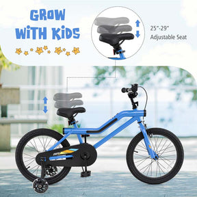 16/18 Inch LED Lighted Kids Bike with Training Wheels, Adjustable Seat & Headlight, Children Bicycle for 4-8 Years Old Boys Girls Gift