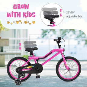 16/18 Inch LED Lighted Kids Bike with Training Wheels, Adjustable Seat & Headlight, Children Bicycle for 4-8 Years Old Boys Girls Gift