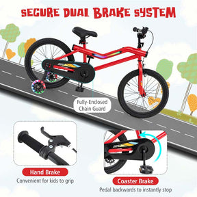 16/18 Inch LED Lighted Kids Bike with Training Wheels, Adjustable Seat & Headlight, Children Bicycle for 4-8 Years Old Boys Girls Gift