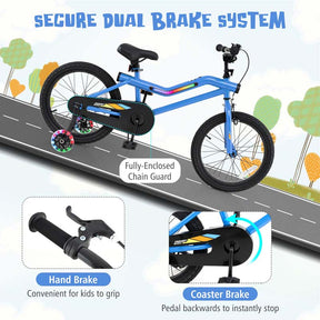 16/18 Inch LED Lighted Kids Bike with Training Wheels, Adjustable Seat & Headlight, Children Bicycle for 4-8 Years Old Boys Girls Gift