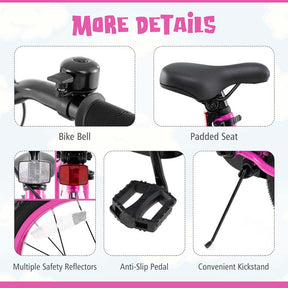 16/18 Inch LED Lighted Kids Bike with Training Wheels, Adjustable Seat & Headlight, Children Bicycle for 4-8 Years Old Boys Girls Gift