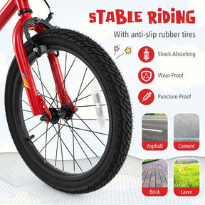 16/18 Inch LED Lighted Kids Bike with Training Wheels, Adjustable Seat & Headlight, Children Bicycle for 4-8 Years Old Boys Girls Gift