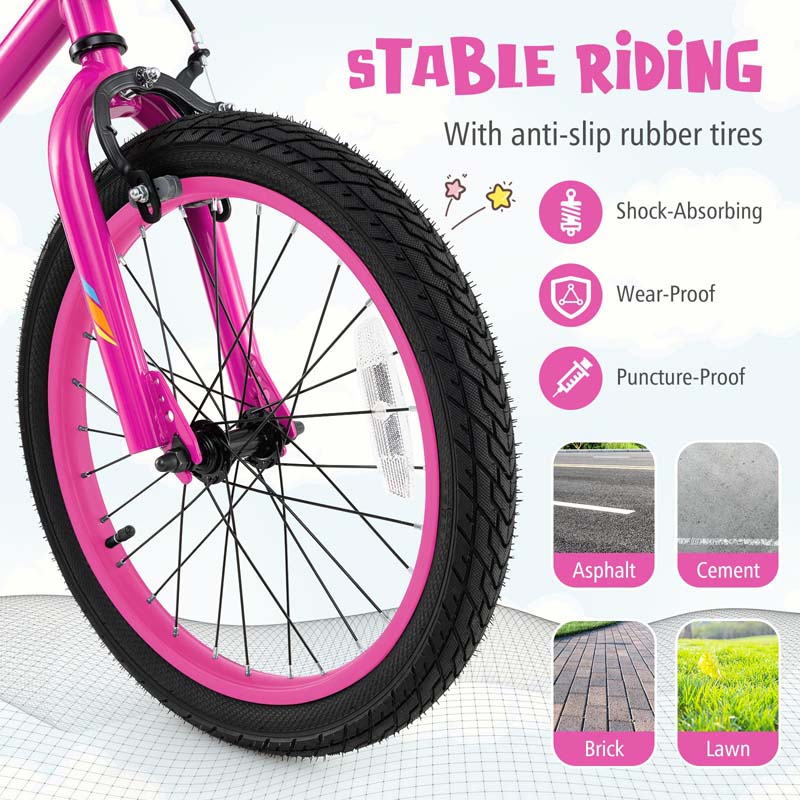 16/18 Inch LED Lighted Kids Bike with Training Wheels, Adjustable Seat & Headlight, Children Bicycle for 4-8 Years Old Boys Girls Gift