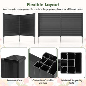 Outdoor Privacy Screen 2/4 Panels, 48"W x 48"H No-Dig Decorative Air Conditioner Fence & Trash Can Enclosure with 3 Metal Stakes