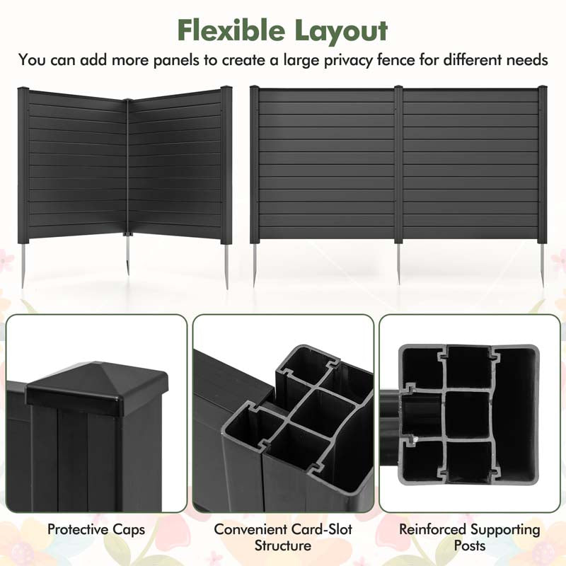 Outdoor Privacy Screen 2/4 Panels, 48"W x 48"H No-Dig Decorative Air Conditioner Fence & Trash Can Enclosure with 3 Metal Stakes