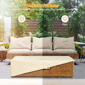 2-Piece Propane Fire Pit Table Set with 20 Gal. Tank Side Table, 48" 50,000 BTU Rectangular Outdoor Gas Fire Table w/Waterproof Cover for Patio Garden
