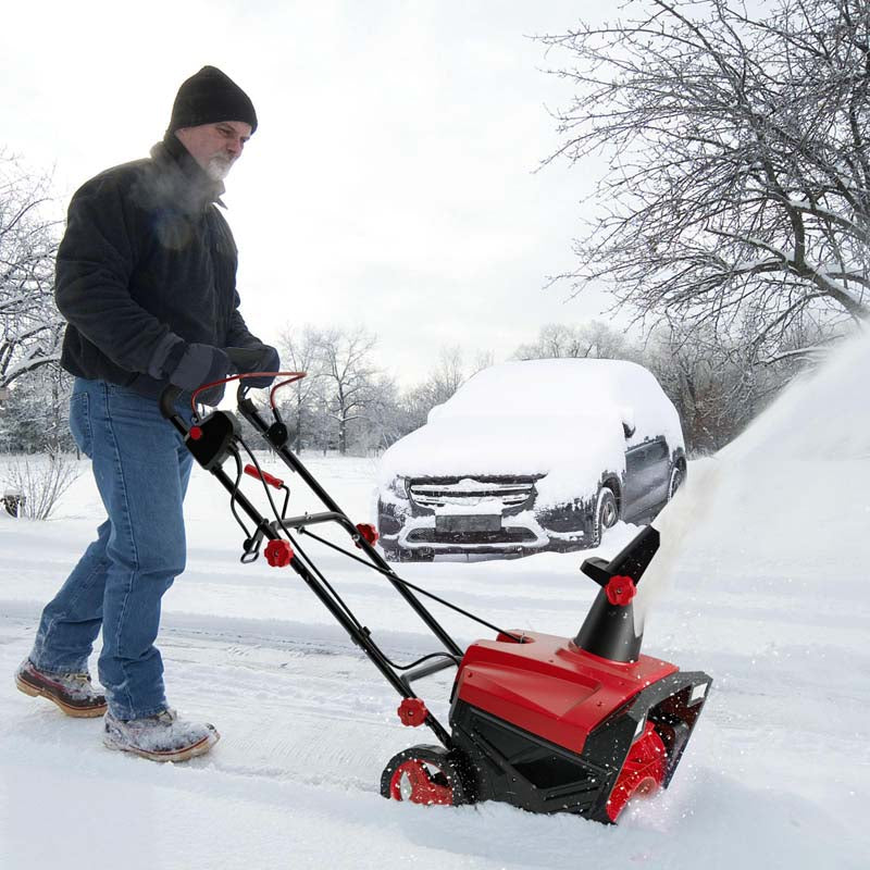 20" 120V 15A Corded Electric Snow Blower, Walk-Behind Snow Thrower w/ 180° Rotating Chute, Dual LED Lights, 30 FT Throw for Driveway & Sidewalk