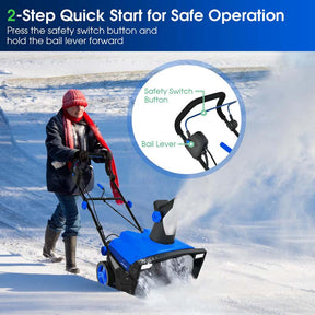 20" 120V 15A Corded Electric Snow Blower, Walk-Behind Snow Thrower w/ 180° Rotating Chute, Dual LED Lights, 30 FT Throw for Driveway & Sidewalk