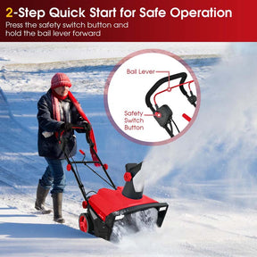 20" 120V 15A Corded Electric Snow Blower, Walk-Behind Snow Thrower w/ 180° Rotating Chute, Dual LED Lights, 30 FT Throw for Driveway & Sidewalk