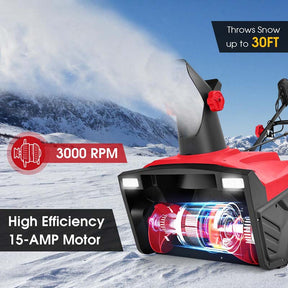 20" 120V 15A Corded Electric Snow Blower, Walk-Behind Snow Thrower w/ 180° Rotating Chute, Dual LED Lights, 30 FT Throw for Driveway & Sidewalk