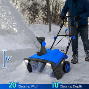 20" 120V 15A Corded Electric Snow Blower, Walk-Behind Snow Thrower w/ 180° Rotating Chute, Dual LED Lights, 30 FT Throw for Driveway & Sidewalk