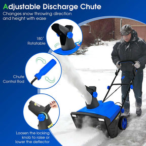 20" 120V 15A Corded Electric Snow Blower, Walk-Behind Snow Thrower w/ 180° Rotating Chute, Dual LED Lights, 30 FT Throw for Driveway & Sidewalk