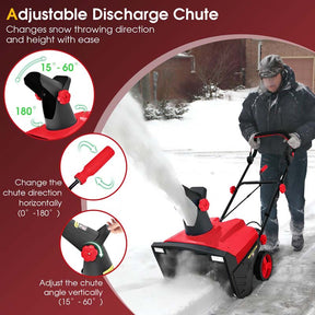 20" 120V 15A Corded Electric Snow Blower, Walk-Behind Snow Thrower w/ 180° Rotating Chute, Dual LED Lights, 30 FT Throw for Driveway & Sidewalk