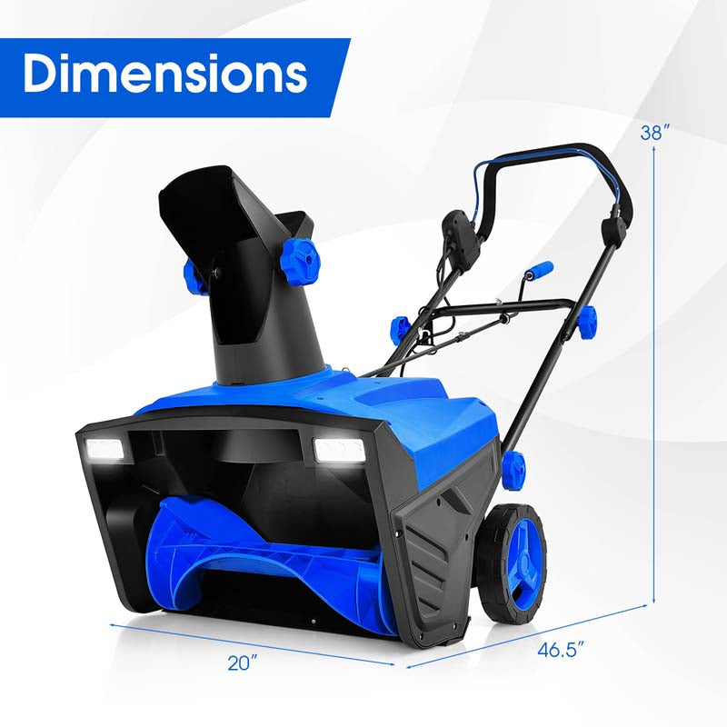 20" 120V 15A Corded Electric Snow Blower, Walk-Behind Snow Thrower w/ 180° Rotating Chute, Dual LED Lights, 30 FT Throw for Driveway & Sidewalk