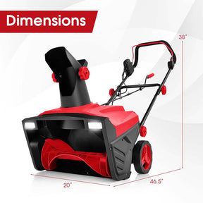 20" 120V 15A Corded Electric Snow Blower, Walk-Behind Snow Thrower w/ 180° Rotating Chute, Dual LED Lights, 30 FT Throw for Driveway & Sidewalk
