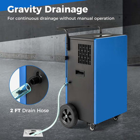 215 Pint Commercial Dehumidifier, 8000 Sq.Ft Industrial Dehumidifier with Drain Hose, 24H Timer & 4 Wheels for Basement, Warehouse, Water Damage