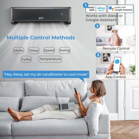 24000 BTU 21 SEER2 Wifi Mini Split Air Conditioner & Heater, Energy Star Certified 208-230V Inverter Ductless AC Heat Pump for Rooms 1500 Sq Ft