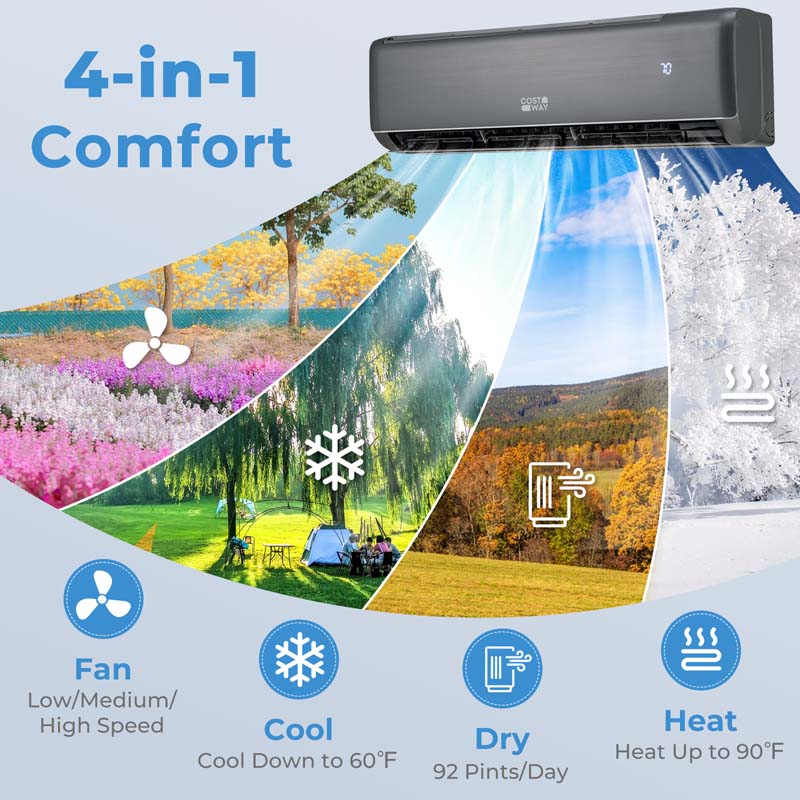 24000 BTU 21 SEER2 Wifi Mini Split Air Conditioner & Heater, Energy Star Certified 208-230V Inverter Ductless AC Heat Pump for Rooms 1500 Sq Ft