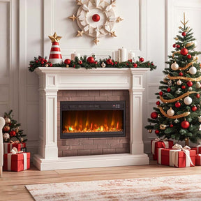 18/23/26" Electric Fireplace Insert, 1500W Recessed Fireplace Heater with Remote Control, 0.5-9H Timer, Adjustable Flame & Ember Bed Color