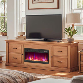 18/23/26" Electric Fireplace Insert, 1500W Recessed Fireplace Heater with Remote Control, 0.5-9H Timer, Adjustable Flame & Ember Bed Color