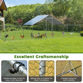 23 x 6.6 FT Half Spire Large Metal Chicken Coop Walk-in Poultry Cage Hen Duck Rabbit Run House with Cover