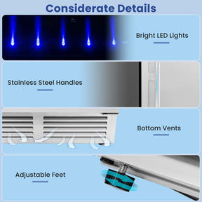 190 Cans Under Counter Drink Beverage Fridge w/Removable Shelves, 24" Built-in & Freestanding Wine Refrigerator Cooler
