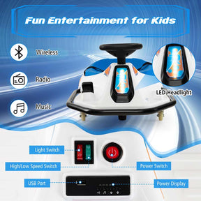24V Kids Ride On Drift Car with 360° Spin, 3 Flags Included, Electric Drifting Go Kart for Kids,  Racing Car for Toddlers Aged 3+