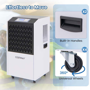 250 Pints Portable Commercial Dehumidifier with Drain Hose & 4 Wheels, Heavy Duty Industrial Dehumidifier for Basement Warehouse