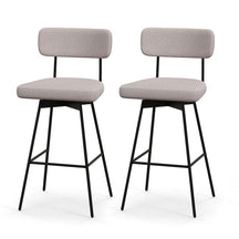 Swivel Bar Stools Set of 2, 29" Upholstered Bar Height Chairs with Back, Heavy-Duty Metal Legs & Footrest for Kitchen Island, Home Bar