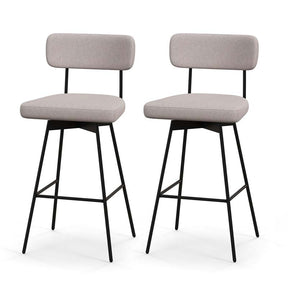 Swivel Bar Stools Set of 2, 29" Upholstered Bar Height Chairs with Back, Heavy-Duty Metal Legs & Footrest for Kitchen Island, Home Bar