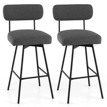 Swivel Bar Stools Set of 2, 29" Upholstered Bar Height Chairs with Back, Heavy-Duty Metal Legs & Footrest for Kitchen Island, Home Bar