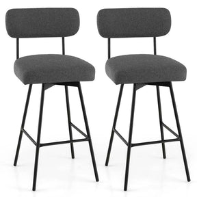 Swivel Bar Stools Set of 2, 29" Upholstered Bar Height Chairs with Back, Heavy-Duty Metal Legs & Footrest for Kitchen Island, Home Bar