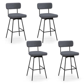 Swivel Bar Stools Set of 2, 29" Upholstered Bar Height Chairs with Back, Heavy-Duty Metal Legs & Footrest for Kitchen Island, Home Bar
