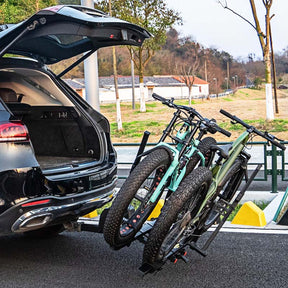 2 Inch Foldable Hitch Mount Bike Rack 2 Bikes Platform Style Carrier with Tilt-able Design for Easy Trunk Access