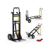 3-in-1 Convertible Hand Truck, 1000 LBS Heavy-Duty Metal Folding Dolly Cart with 4 Rubber Wheels & Safety Straps for Moving Home, Warehouse, Shop