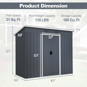 3.6 FT x 7.1 FT Metal Outdoor Storage Shed, Weather-Resistant Garden Tool House with Floor Base, Air Vents & Lockable Door for Backyard, Patio, Lawn