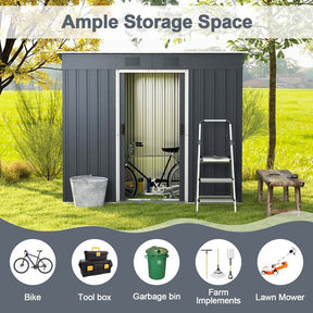 3.6 FT x 7.1 FT Metal Outdoor Storage Shed, Weather-Resistant Garden Tool House with Floor Base, Air Vents & Lockable Door for Backyard, Patio, Lawn