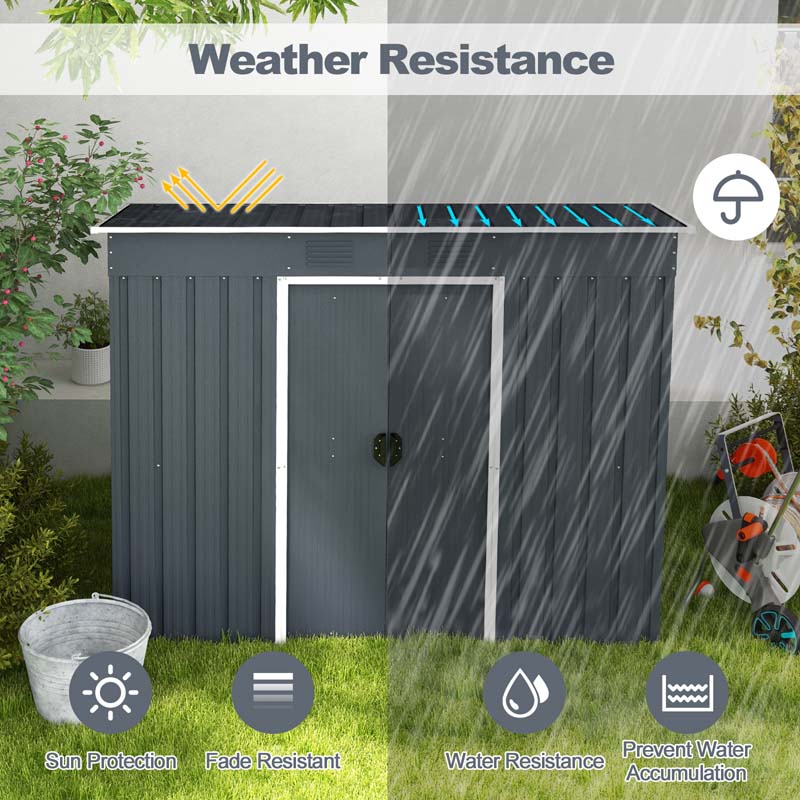 3.6 FT x 7.1 FT Metal Outdoor Storage Shed, Weather-Resistant Garden Tool House with Floor Base, Air Vents & Lockable Door for Backyard, Patio, Lawn