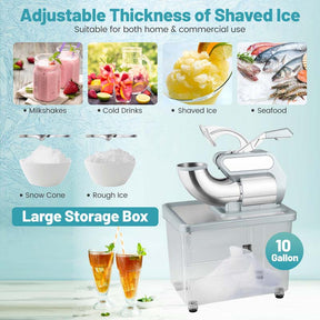 660LBS/H Commercial Ice Crusher, 300W ETL-Approved Stainless Steel Snow Cone Machine with Dual Blades & Safety Switch for Home Restaurant Bar