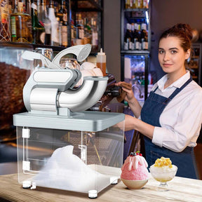 660LBS/H Commercial Ice Crusher, 300W ETL-Approved Stainless Steel Snow Cone Machine with Dual Blades & Safety Switch for Home Restaurant Bar