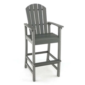 30" Tall Adirondack Bar Chairs, All-Weather HDPE Outdoor Bar Height Stools with Backrest, Armrests & Footrest for Backyard, Poolside