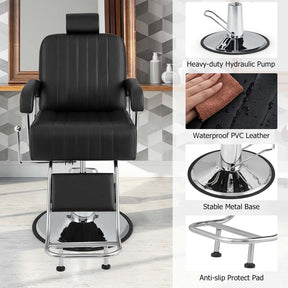 360° Swivel Hydraulic Salon Barber Chair for Hair Stylist w/Headrest & Recline Backrest, Spa Equipment Tattoo Chair Makeup Station