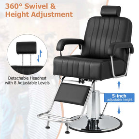 360° Swivel Hydraulic Salon Barber Chair for Hair Stylist w/Headrest & Recline Backrest, Spa Equipment Tattoo Chair Makeup Station